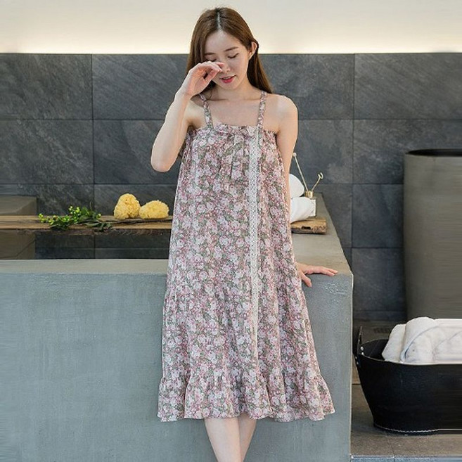 [체스골프-기획상품] 르베스 여성골프 샤워가운 라운딩 골프장 프릴가운 목욕 호텔, 1개, 핑크