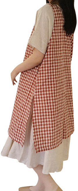 방가지똥 통원피스 리플 연밤색 체크, 1개