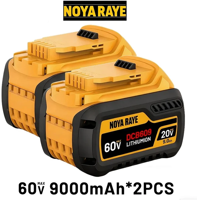 호환 DEWALT 배터리 20V/60V 6-9.0Ah 충전식 리튬 이온 DCD805 Dewalt 공구 충전기 전기 드릴, 02 60V 9AH X2