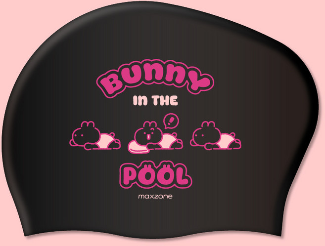 [맥스존] 버니인더풀 롱헤어 수모 긴머리 실리콘 성인수모 수영모자 대두수모, 1개, 블랙