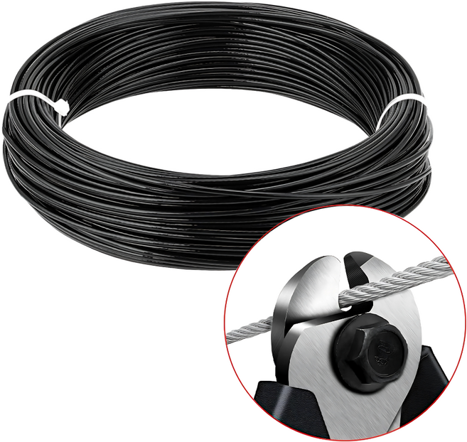 스텐 코팅 와이어로프 5미터 단위 절단 판매 10미터 15미터 20미터 25미터 30미터, 블랙, 1개