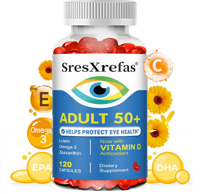 50+ 아이케어 비타민과 미네랄 보충제 멀티비타민으로 시력과 눈 건강을 케어하며 오메가3 아연 비타민 C와 E 루테인과 제아잔틴 함유, 2개, 120정