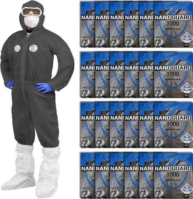 24벌 1박스 PP일회용작업복 부직포 원피스작업복 회색 방역복 방진복 보호복 분진복, 그레이