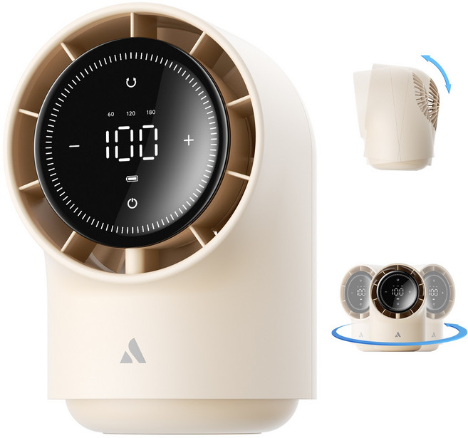 Aecooly 무선 탁상용 선풍기 8000mAh 대용량 저소음 휴대용 선풍기, 살구색, 1개, Chic 01