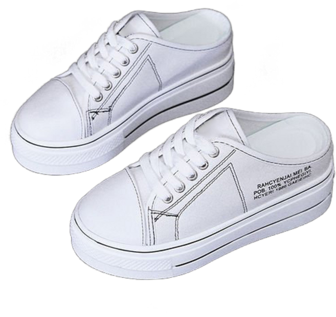 여자 캔버스 통굽 뮬 운동화 키높이 스니커즈 8cm