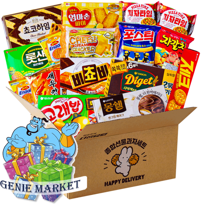 지니마켓 과자 선물 세트 단체 회사 기업 탕비실 사무실 간식 박스 푸짐한 종합 과자 선물 세트 P, 1개