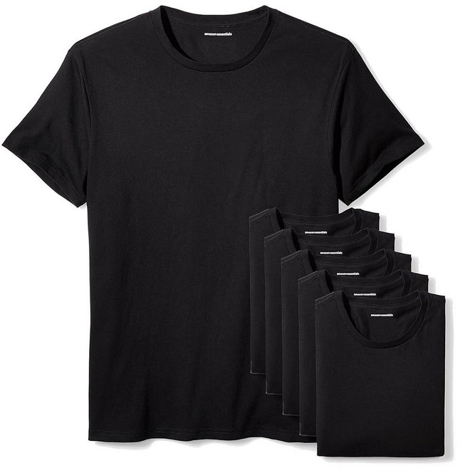 Amazon Essentials 남성용 슬림핏 면 크루넥 언더셔츠 화이트 반팔 XL 366943