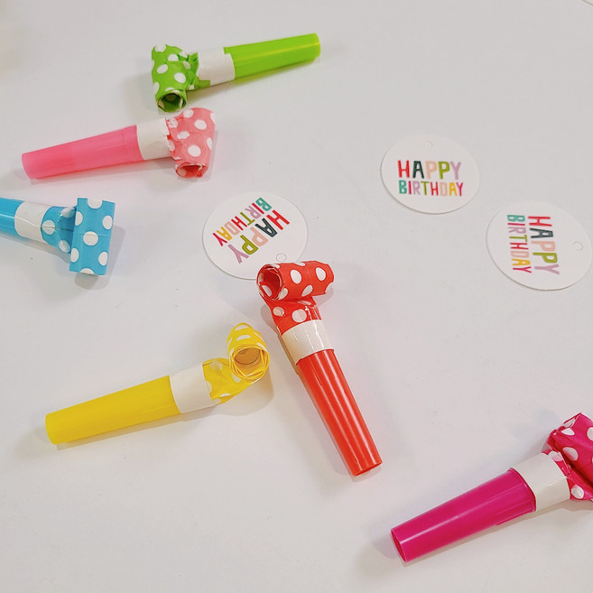 코끼리 피리 5ea 땡땡이 장난감 선물 포장 구디백, 퍼플 - 5ea