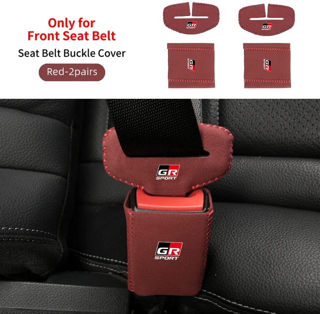 자동차 좌석 벨트 버클 클립 보호대 커버 액세서리 Toyota GR GAZOO RACING Prado Yaris Hilux Corolla Pri, 05 Red, 01 China Mainland