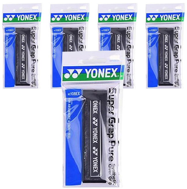 요넥스 Super Grap Pure 그립 AC-108EX 5p, 블랙, 5개