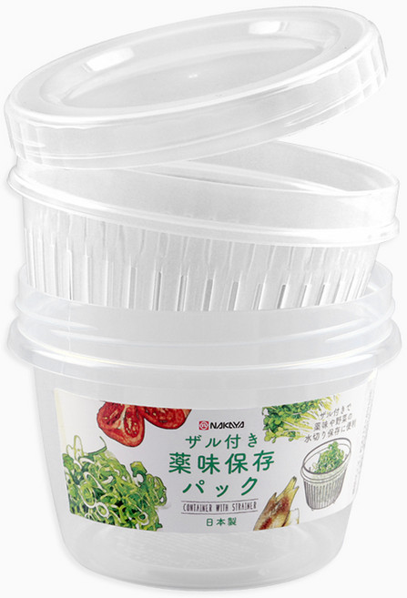 나카야 물빠짐 밀폐용기(원형), 1개, 채반+용기