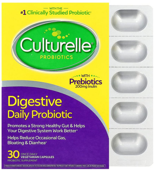 컬쳐렐 다이제스티브 데일리 프로바이오틱스 100억 CFU 30 캡슐 유산균, 1개, 1개, 30정