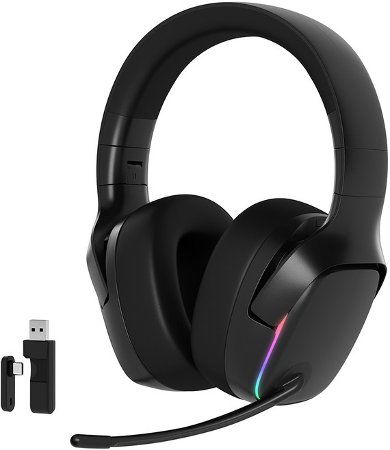 벤트론스 무선 게이밍 헤드셋 RGB 3모드 연결방식 가상 7.1 채널, 블랙, CT780