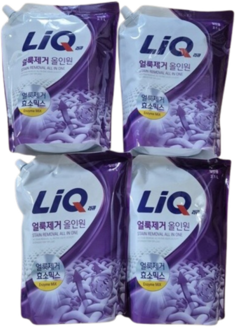 리큐 얼룩제거 올인원 액체세제 드럼용 리필, 2.1L, 4개