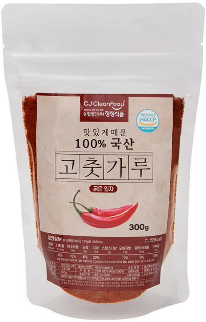 청정식품 국산 굵은 고춧가루 보통맛, 1개, 300g