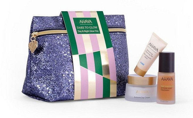 AHAVA Day & Night Glow Trio - 익스트림 데이 크림 50ml 익스트림 나이트 트리트먼트 30ml 및 리프레싱 클렌징 젤 15ml 포함 - 부드럽고 빛나는, 2025 Collection - Dare to Glow, 1