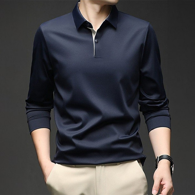 중년 남성 기능성 카라티 긴팔 골프티 봄 가을 시원한 스판 티셔츠