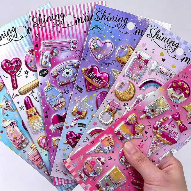 Equator 3D 입체 스티커 다꾸 폰꾸 다이어리 장식 12종 세트, 12개, 다채색