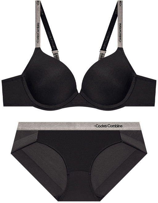 코데즈컴바인이너웨어 딥무드 실버밴딩 브라 햄팬티 세트_블랙