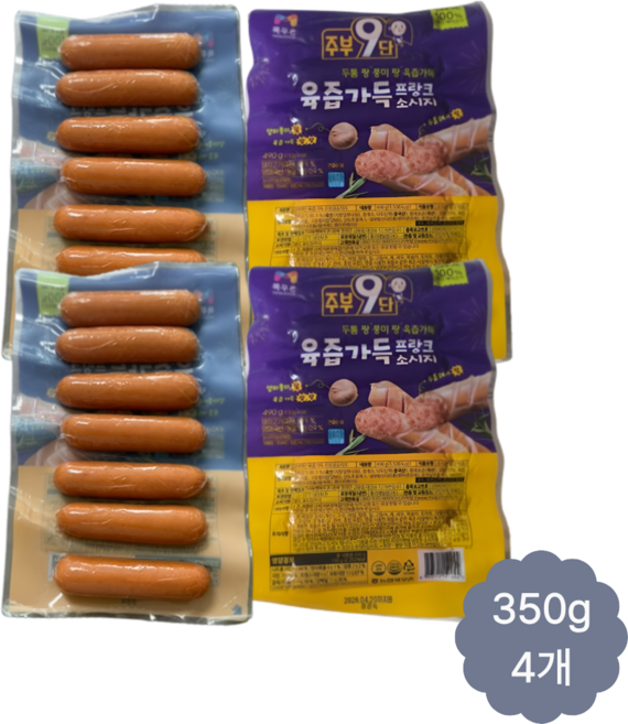 목우촌 주부9단 육즙팡팡 프랑크소시지 350g x 4개