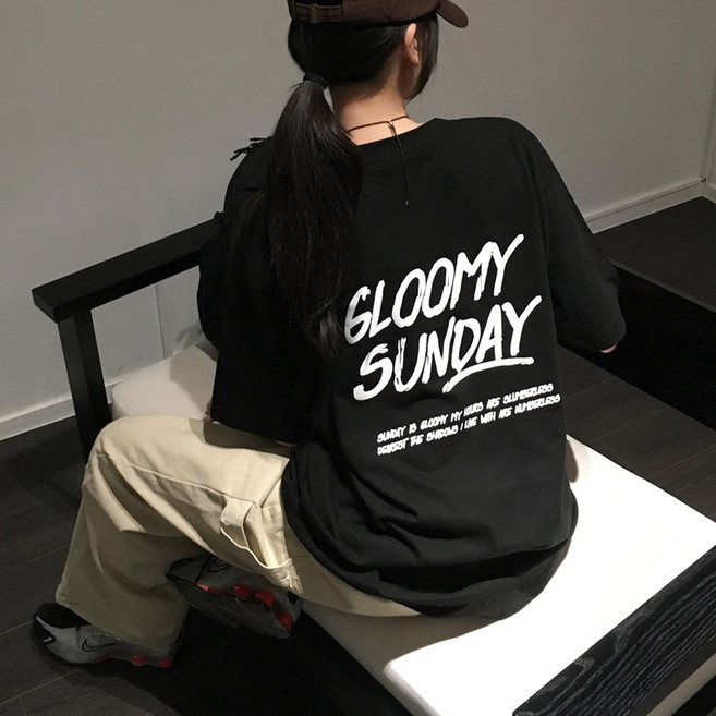 티데일리 남녀공용 글루미 프린팅 오버핏 17수 빅사이즈 라운드 반팔 티셔츠