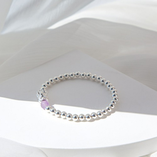 라벤더퀘츠 비휴팔찌 실버 원석 패션염주