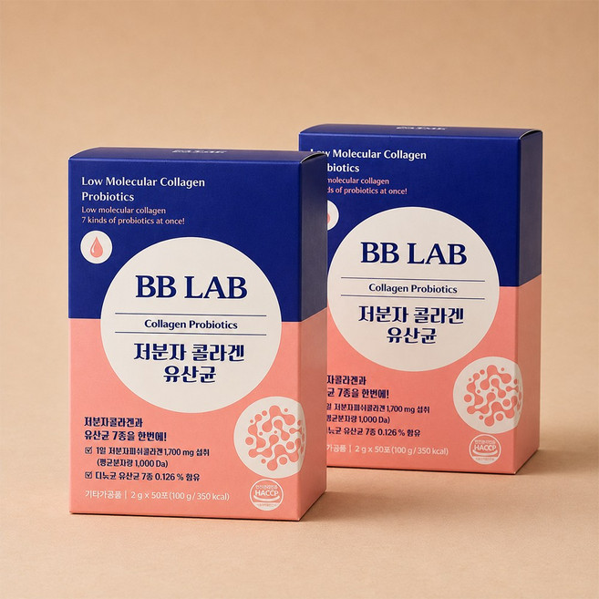 뉴트리원 비비랩 저분자 콜라겐 유산균 2g 50포 2개, 100g