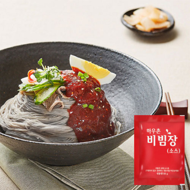 하우촌 냉동 함흥 냉면 비빔장 60g 교동식품 비빔냉면 만능 비빔장, 하우촌 칡냉면용 칡육수 330g(1인), 1개
