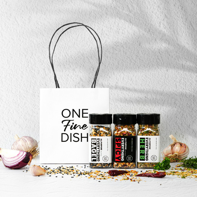 원파디 에브리띵 시즈닝 3종 선물세트 | 베이글 시즈닝 60g + 스파이시 시즈닝 60g + 허브 시즈닝 40g, 1세트