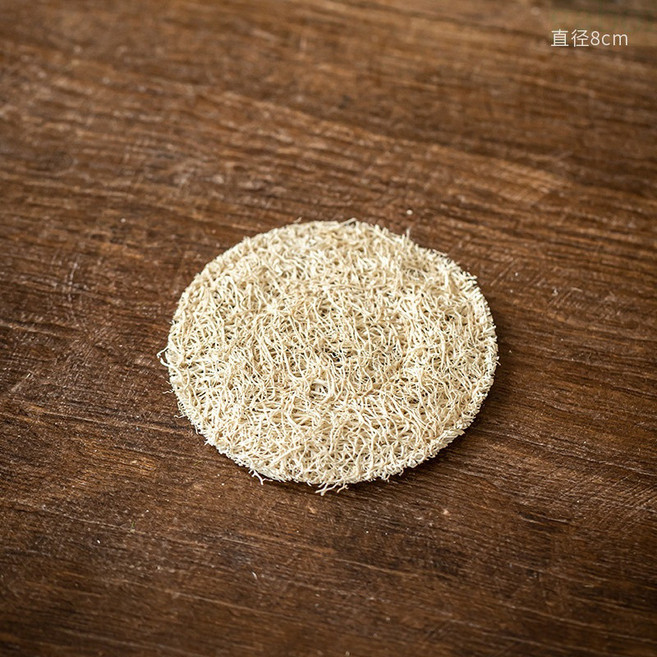 雨林薰舍 絲瓜絡壺墊 手工編織隔熱杯墊 直徑8公分, 1個, 瓜絡壺墊-8cm