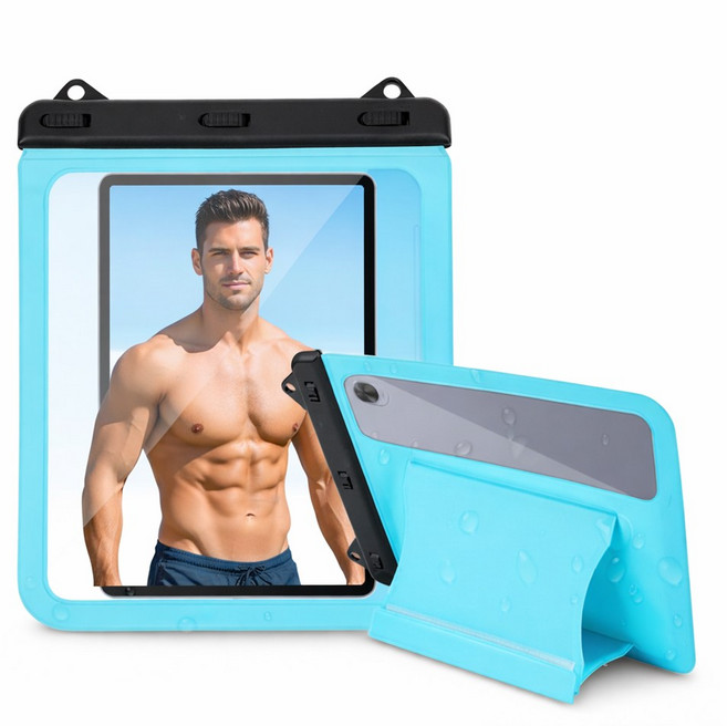 13인치 스탠드 방수 태블릿 케이스 31x24.3cm IPX8 완전방수, 1개, 블랙