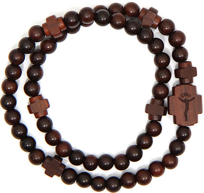 침수목 십자간주 6mm 5단두겹 묵주팔찌 천주교 성물, 1개