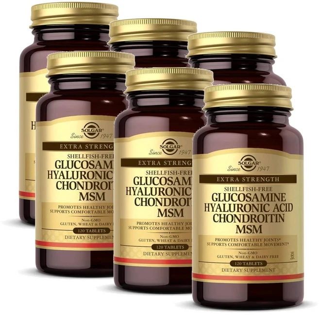 솔가 글루코사민 히알루론산 콘드로이틴 엠에스엠 타블렛 Solgar Glucosamine Hyaluronic Acid Chondroitin MSM, 120정, 6개 - 쿠팡
