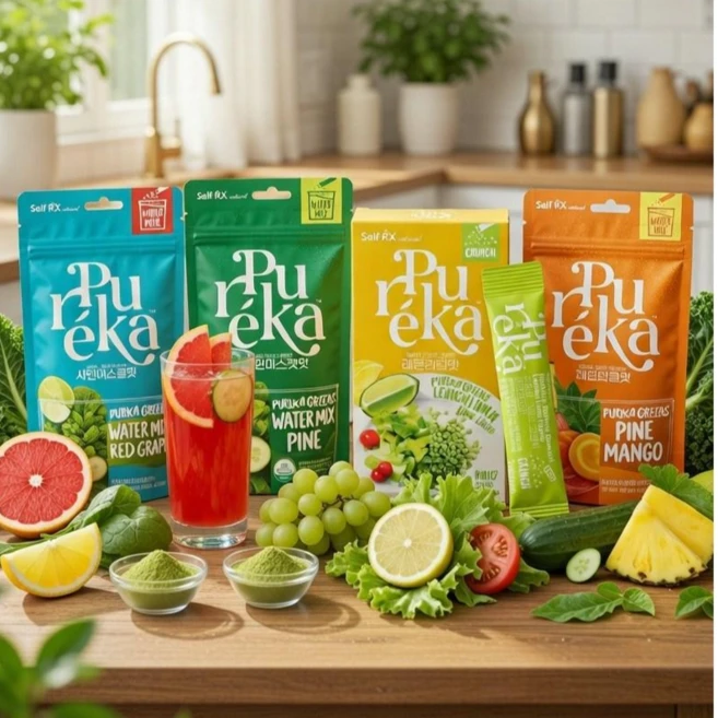 퓨레카 그린즈 워터믹스 파인망고+레드자몽+샤인머스캣+ 크런치 레몬라임 4박스, 1세트, 28회분 - 쿠팡