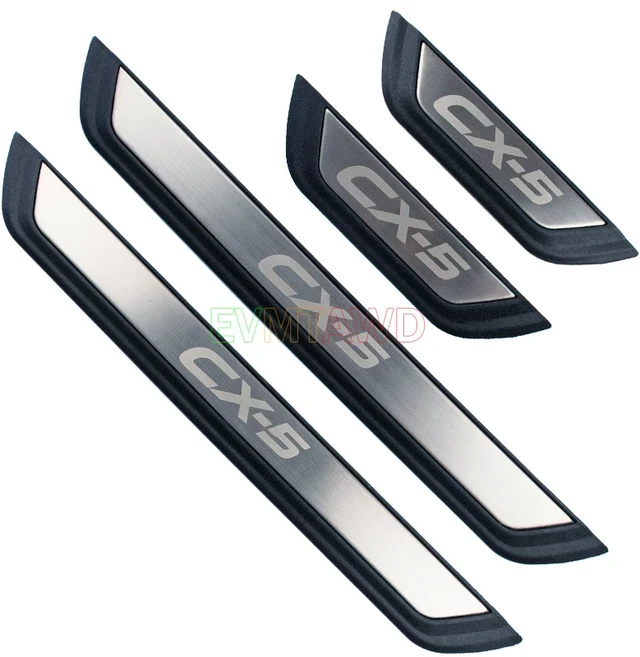 호환 Mazda CX-5 KF CX5 - 2024 스테인레스 차량 도어 씰 스커프 플레이트 킥 엔트리 가드 페달 보호대, 01 Silver Plastic