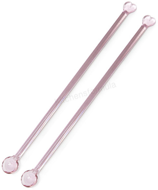 Bestra 홈카페 하트 유리머들러, 하트 핑크, 2개