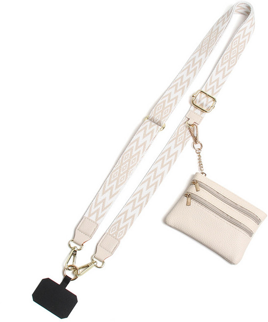 COXCO 편직밴드 핸드폰끈 숄더크로스끈 코인지갑 세트, 1개, 흰색
