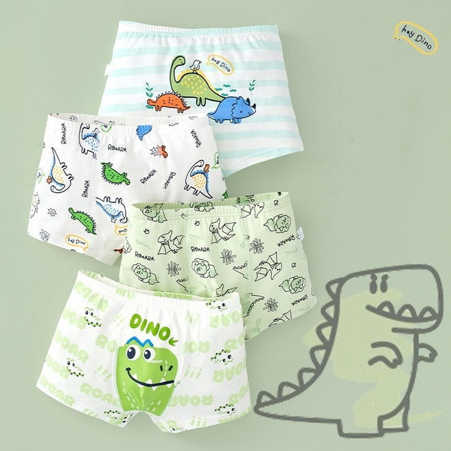 兒童內褲四件組 中大童四角褲 透氣舒適男童內褲 卡通圖案