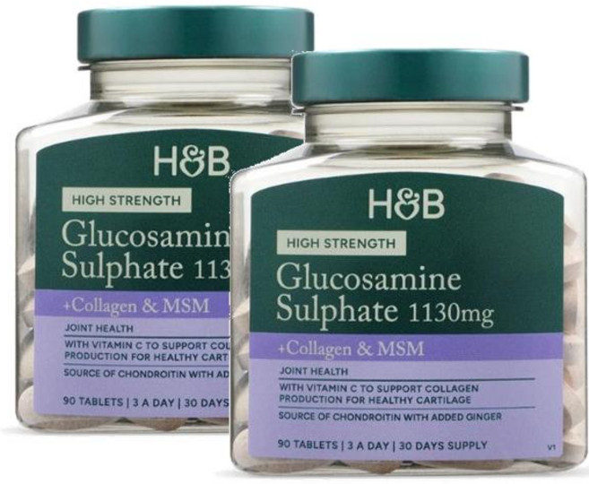 홀랜드앤바렛 글루코사민 설페이트 콘드로이틴 MSM 콜라겐 Holland & Barrett Glucosamine Sulphate, 2개, 90정