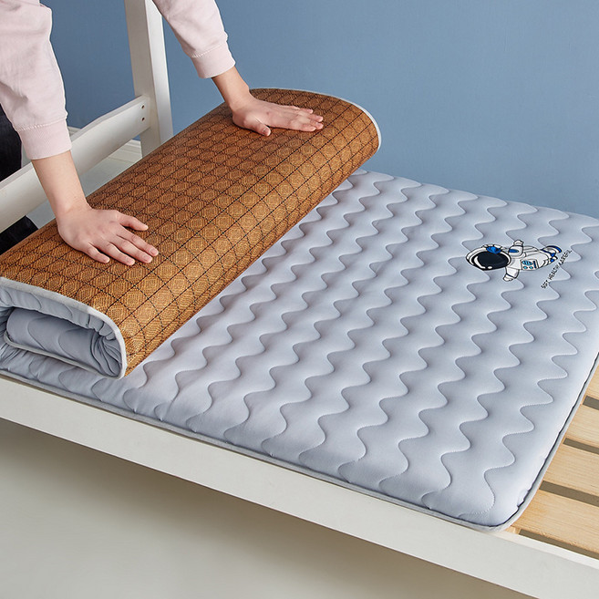 학생 매트리스 싱글 매트리스 접이식 쿠션 가정용 매트리스 2인용 두꺼운 매트리스 매트리스 매트리스 바닥판, 0.9m * 1.9m [위아래로], 등나무 매트 AB [우주 비행사-그레이]