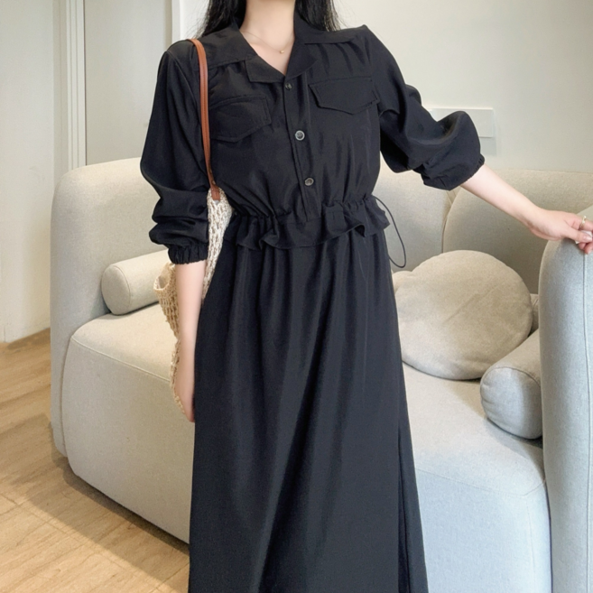 MUMUM 여성 빅사이즈 봄 가을 롱 원피스 하객룩 55-88