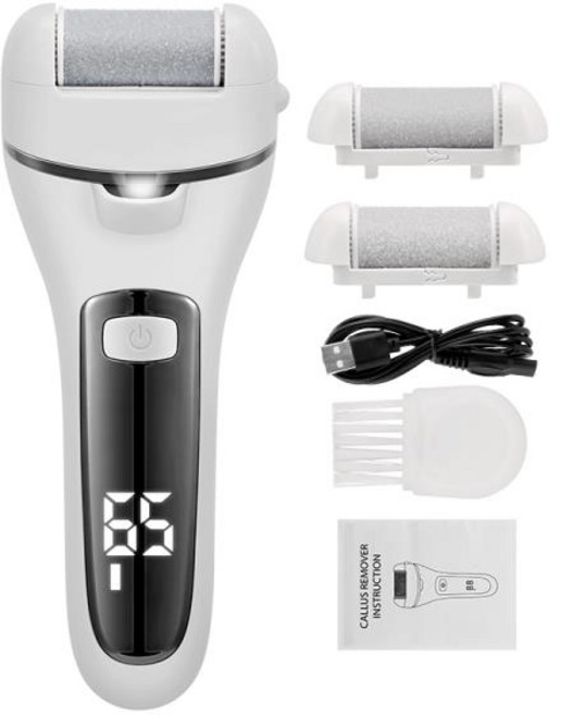 전기 풋 파일 굳은살 리무버 발 전문 페디큐어 도구 발 발 제거 하드 갈라진 각질 제거 풋 케어, White