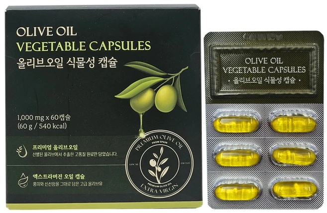 올리브오일 식물성 캡슐 1 000mgX60캡슐, 1개, 60정 - 쿠팡