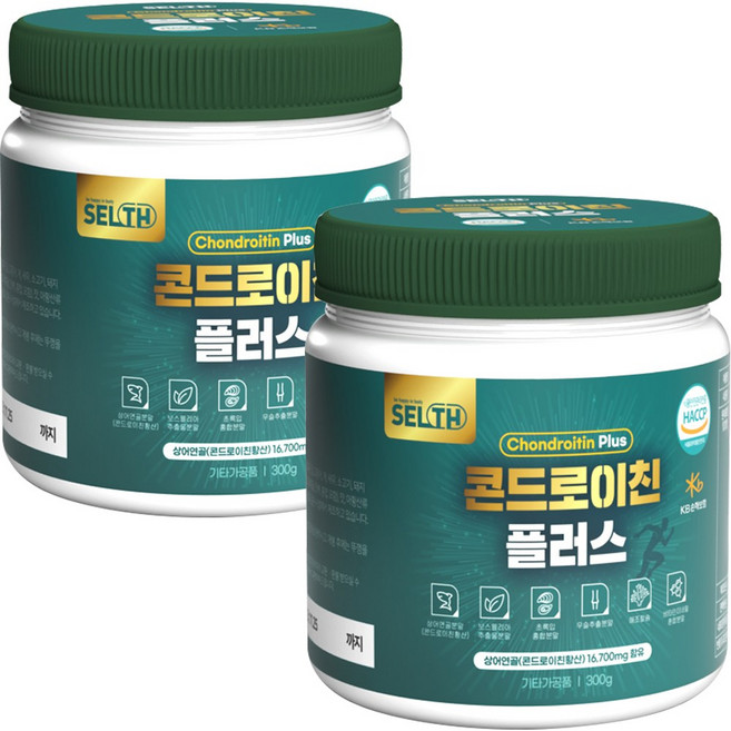 콘드로이친 플러스 분말 HACCP 인증 상어 연골 초록입홍합 보스웰리아 우슬 포함 가루 대용량, 300g, 2개