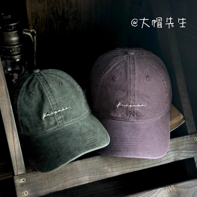 極簡/日系復古做舊大頭圍軟頂棒球帽女時尚百搭水洗鴨舌帽男春夏