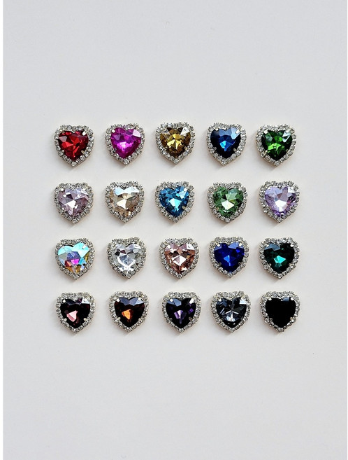[1개] 3 size 하트 큐빅 보석단추 장식재료 아크릴 장식, 투명, 16mm