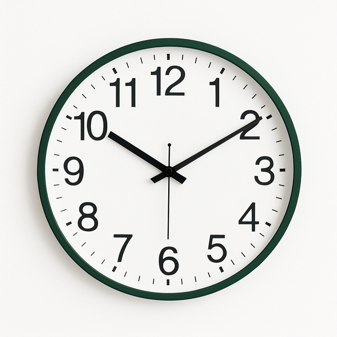 리갈 305 심플 무소음 벽시계, 다크그린