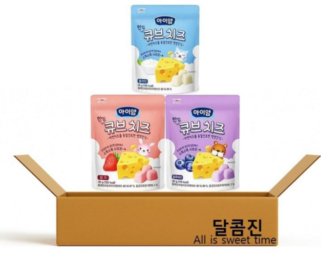 [달콤진] 일동후디스 아이얌 한입큐브 치즈 3종 플레인+딸기+블루베리 자연치즈 영양간식, 혼합맛(플레인/딸기/블루베리), 60g, 1세트