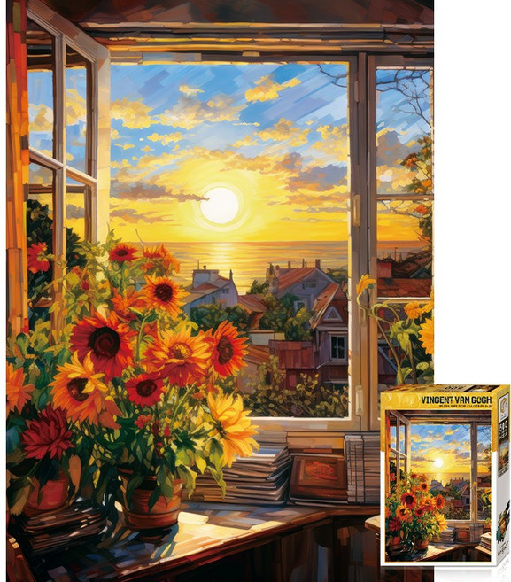 500피스 직소퍼즐 빈센트 반 고흐의 석양에 물든 창문, 혼합색상, 1개