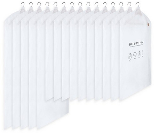 comet 簡約白色衣物防塵套組 西裝款 10個 + 大衣款 5個, 1組, 1組